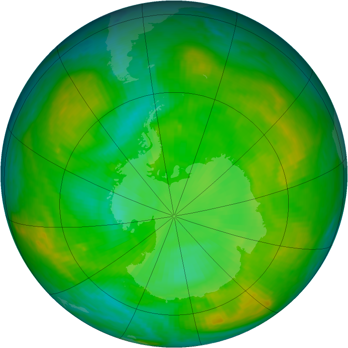 Antarctic ozone map for 11 January 1980